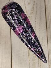 Load image into Gallery viewer, Grunge Chic is a mix of slate, black, silver, matte lilac, and gun metal fine glitters with lavender foil flakes.