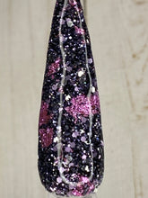 Load image into Gallery viewer, Grunge Chic is a mix of slate, black, silver, matte lilac, and gun metal fine glitters with lavender foil flakes.