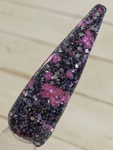 Load image into Gallery viewer, Grunge Chic is a mix of slate, black, silver, matte lilac, and gun metal fine glitters with lavender foil flakes.