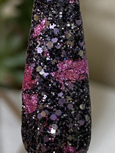 Load image into Gallery viewer, Grunge Chic is a mix of slate, black, silver, matte lilac, and gun metal fine glitters with lavender foil flakes.
