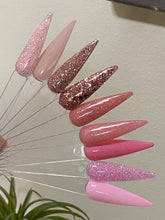 Load image into Gallery viewer, Rosy Cheeks is a blush pink semi sheer base with added fine rose gold metallic glitter.