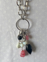 Load image into Gallery viewer, Lia Sophia Silver Necklace with black, pink, and white stones
