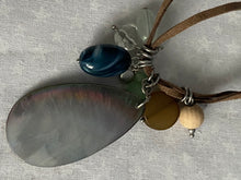 Load image into Gallery viewer, Lia Sophia Abalone and Leather Cord Necklace

