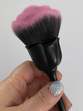 Load image into Gallery viewer, Fluffy Rose Duster Brush - Pinkish Purple and Matte Black Colored
